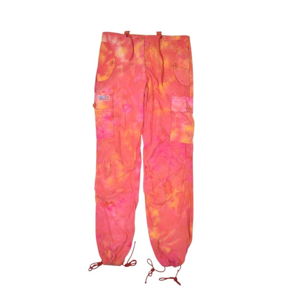 UFO Pants Size Small Cargo Pink Tie Dye Rave Baggy Parachute Tie 30x31 Vintage